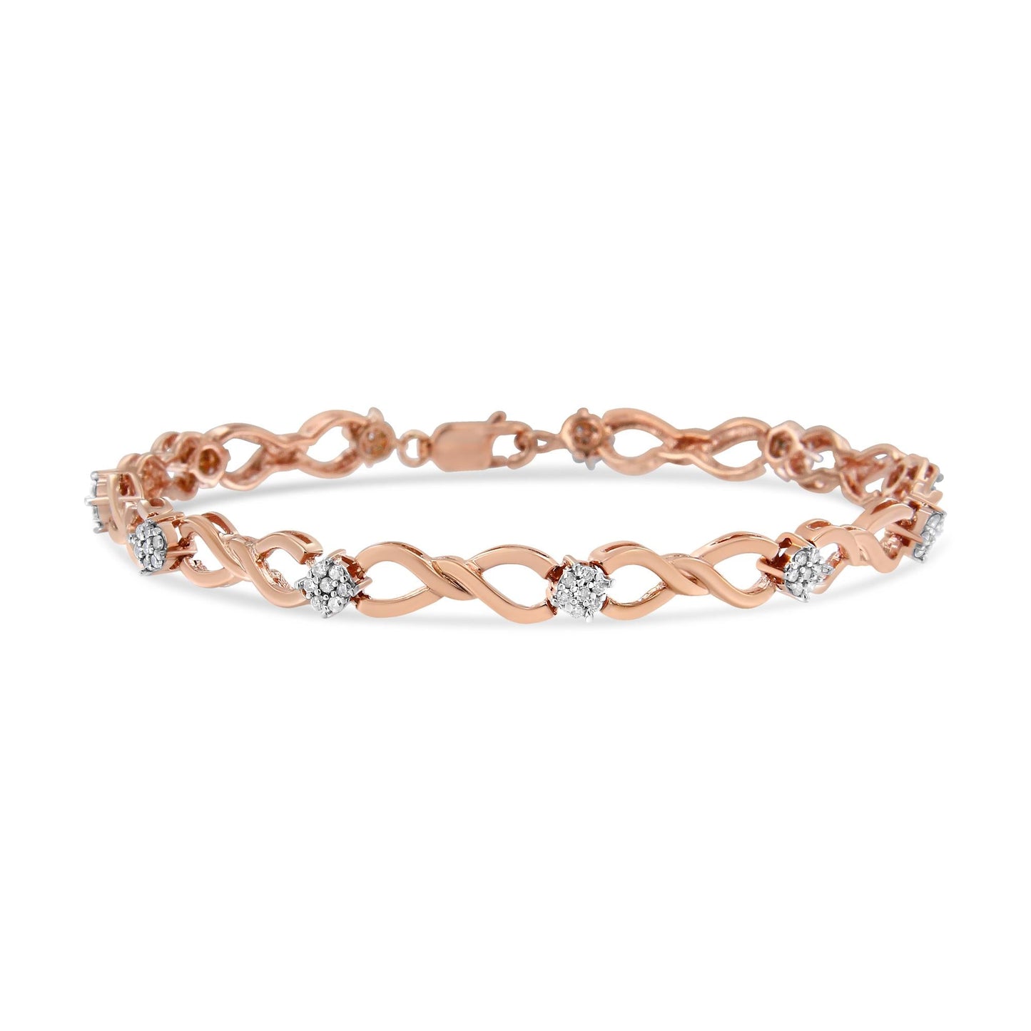 10K Rose Gold Plated .925 Sterling Silver 1/2 Cttw Diamond Infinity Link Tennis Bracelet (H-I Color, I2-I3 Clarity) -7â€