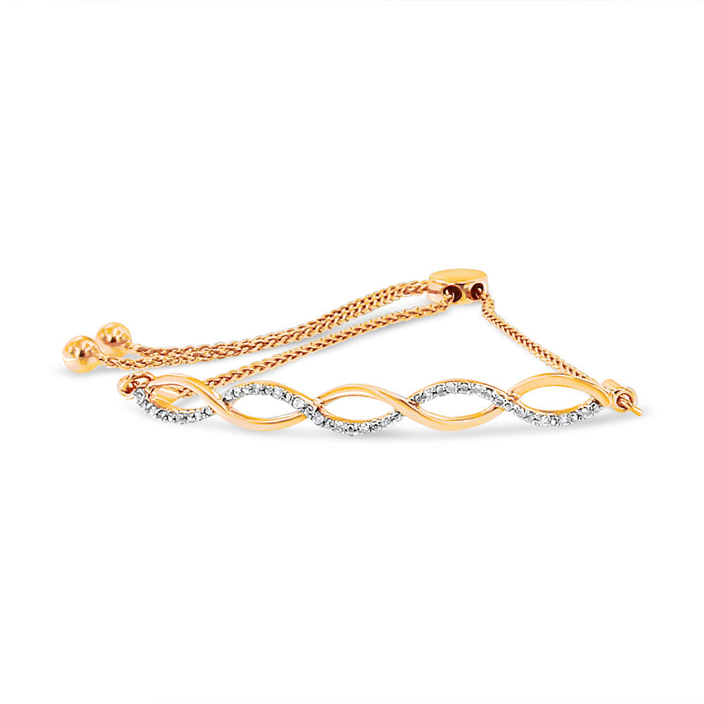 .925 Sterling Silver Diamond Infinity Twist 4â€-10†Adjustable Bolo Bracelet (I-J Color, I2-I3 Clarity)