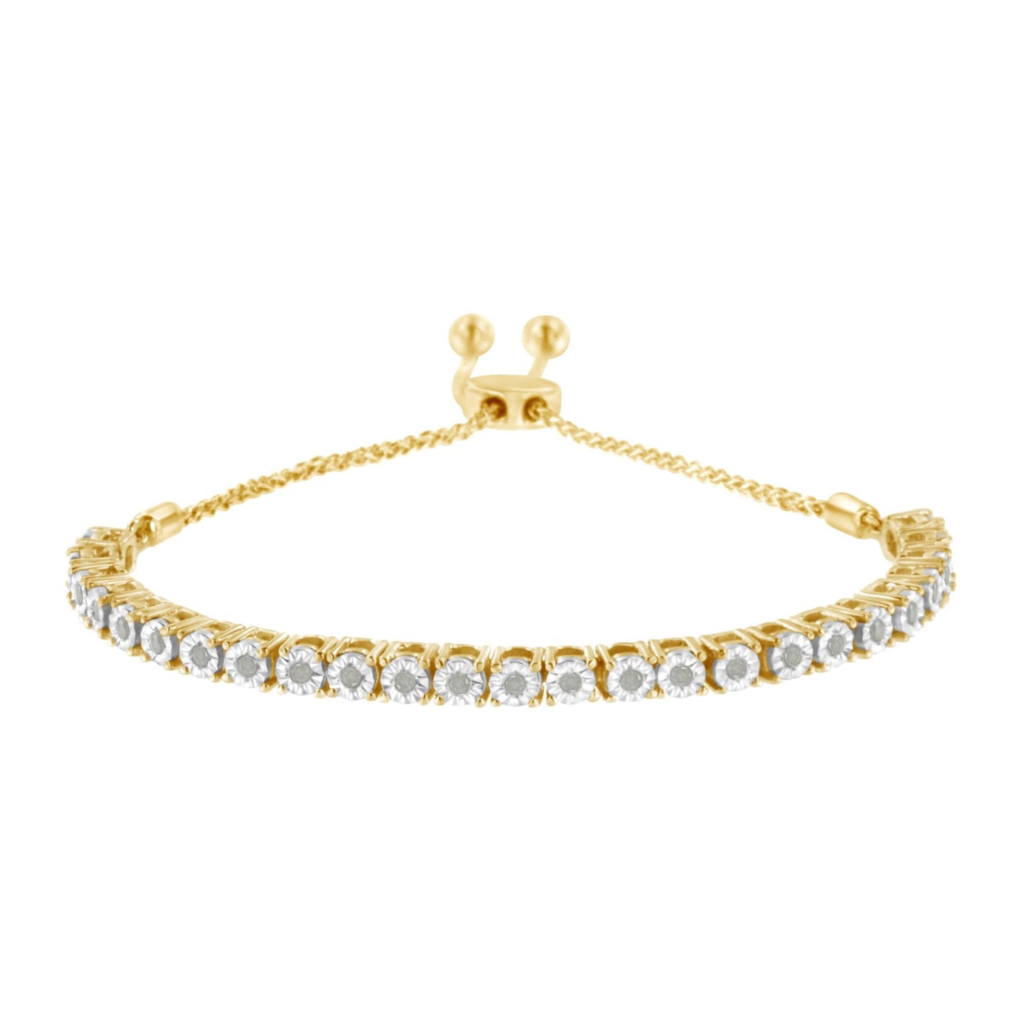 .925 Sterling Silver 1/4 Cttw Miracle-Set Diamond 4â€-10†Adjustable Bolo Tennis Bracelet (I-J Color, I3 Clarity)