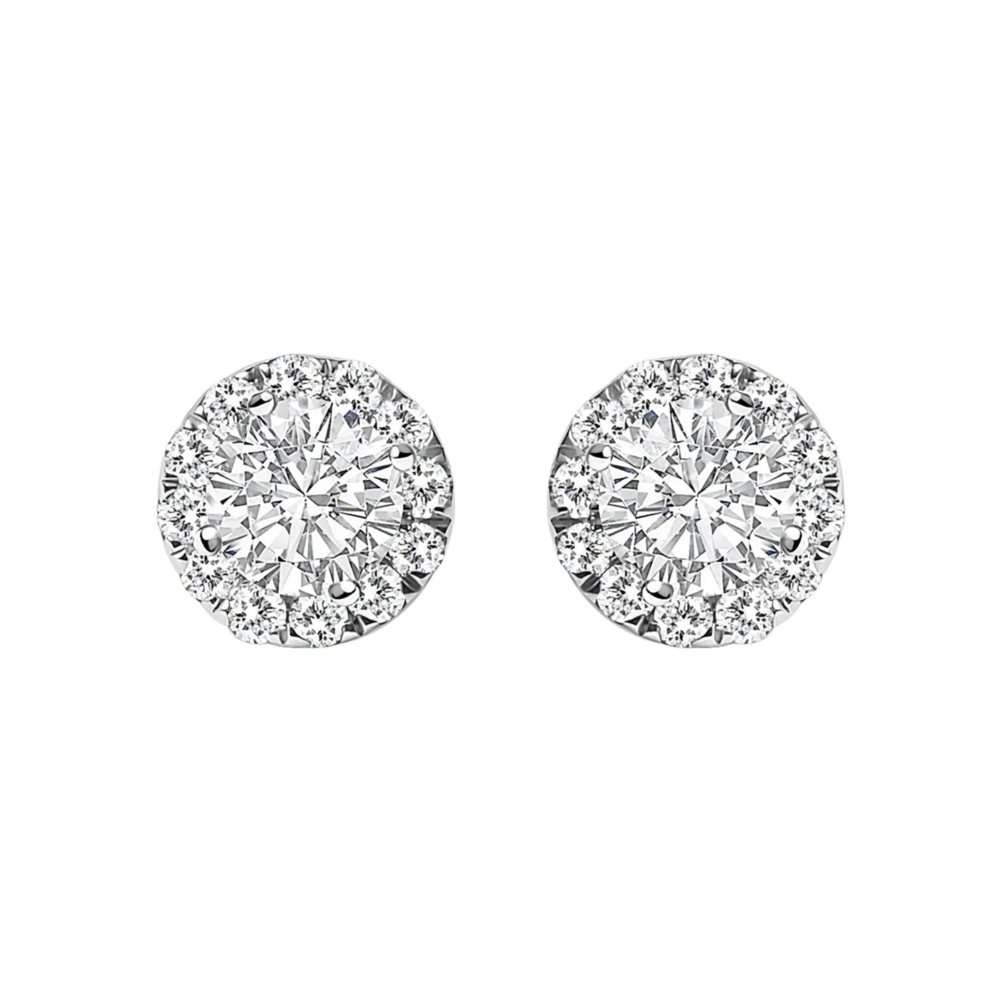14K White Gold 1/2 Cttw Lab-Grown Diamond Halo Stud Earring (F-G Color, VS1-VS2 Clarity)