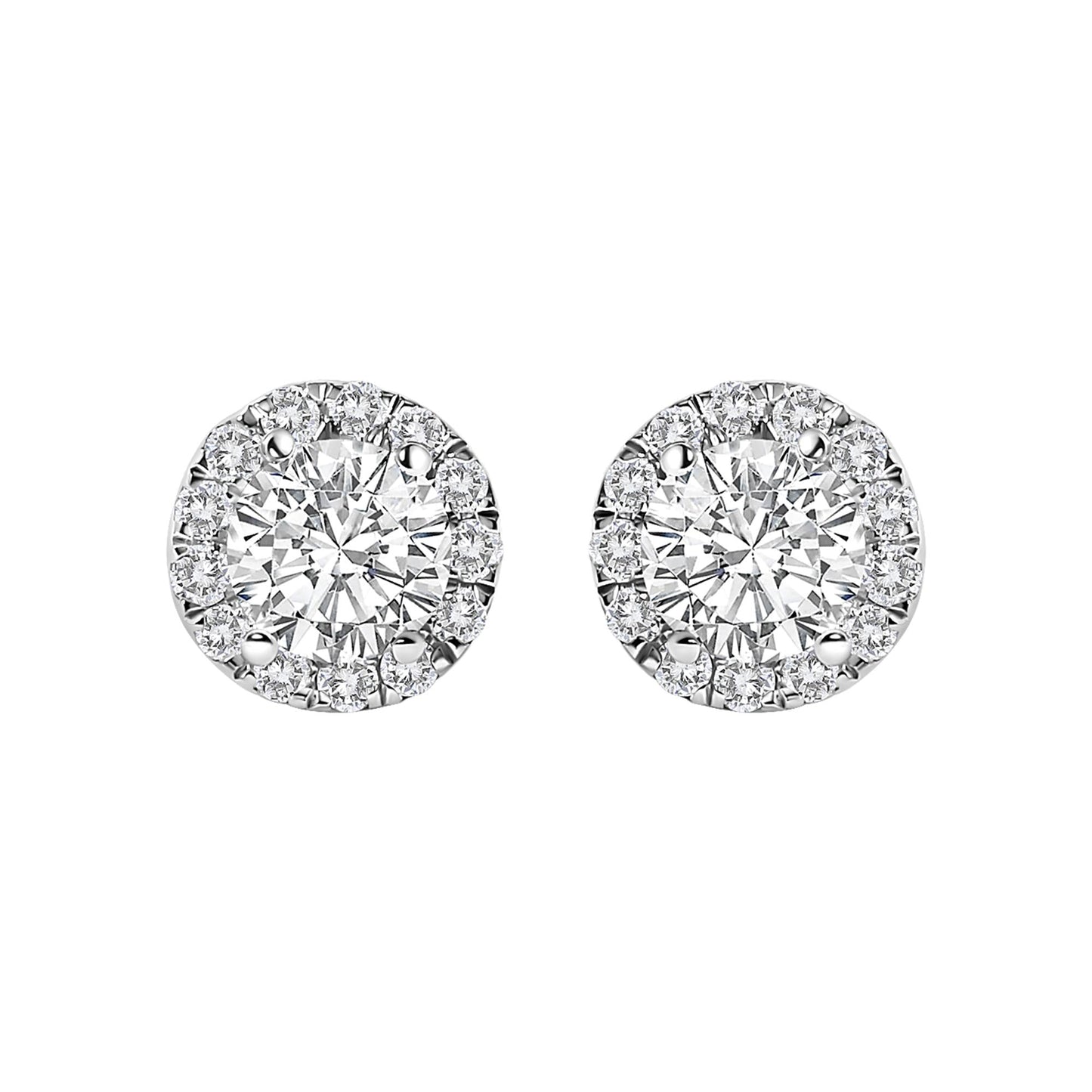 14K White Gold 1.0 Cttw Lab-Grown Diamond Halo Stud Earring (F-G Color, VS1-VS2 Clarity)
