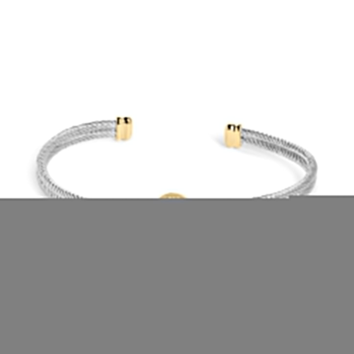 18K Yellow Gold Plated .925 Sterling Silver Diamond Accent and Fleur Di Lis Medallion Bangle Bracelet (I-J Color, SI1-SI2 Clarity) - 7.25 Inches