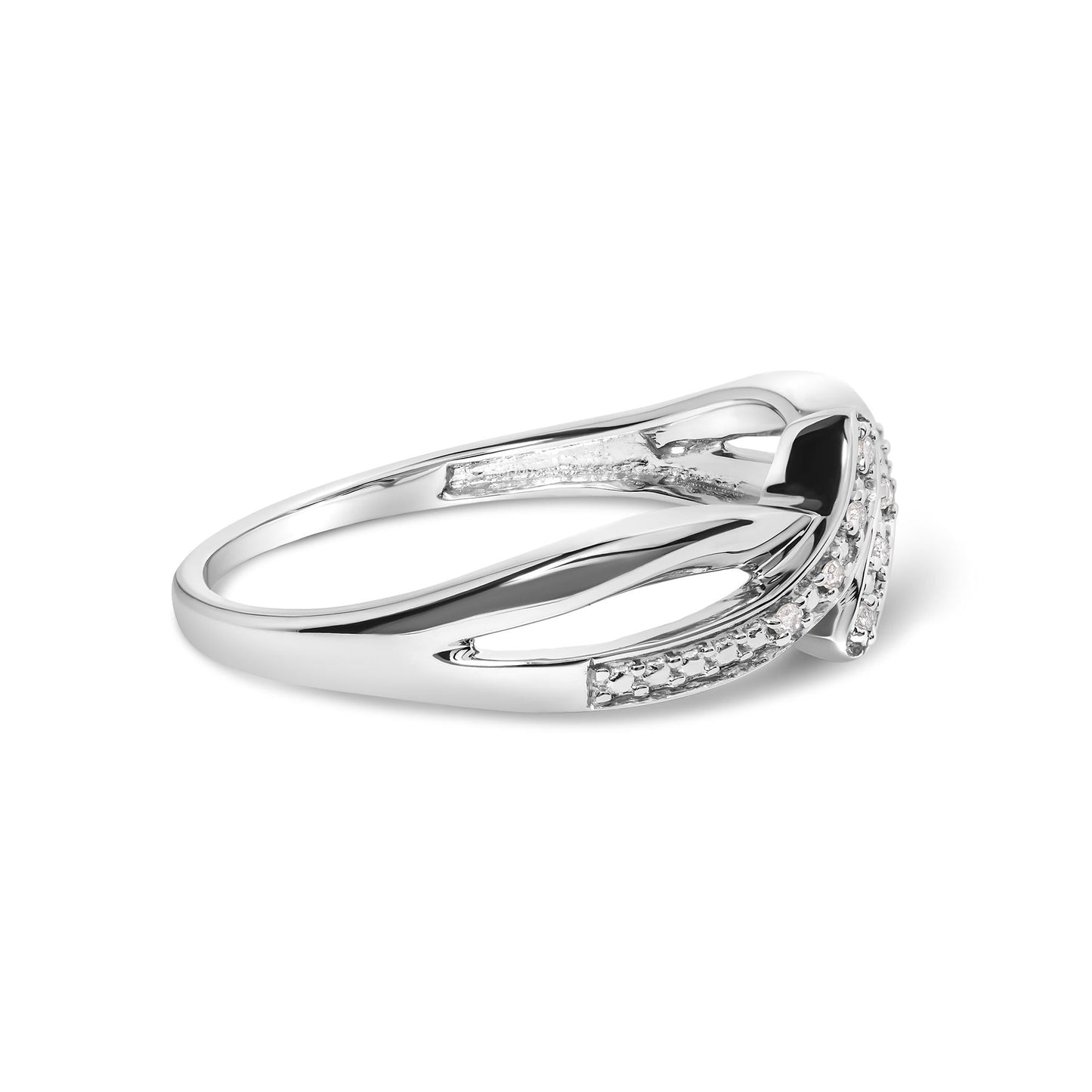 925 Sterling Silver Diamond Accent Bypass and Split Shank Band Ring (I-J Color, I2-I3 Clarity)