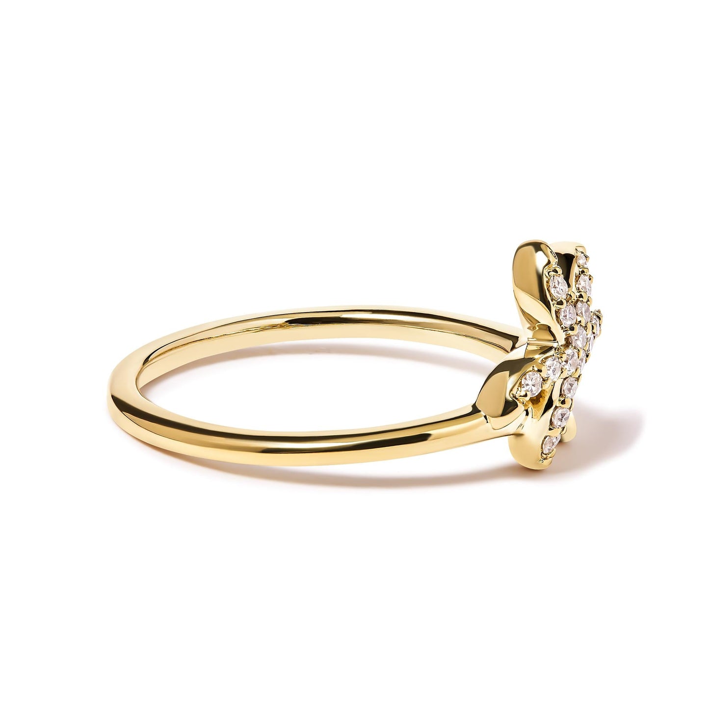 10K Yellow Gold 1/10 Cttw Diamond Palm Tree Statement Ring (H-I Color, I1-I2 Clarity)