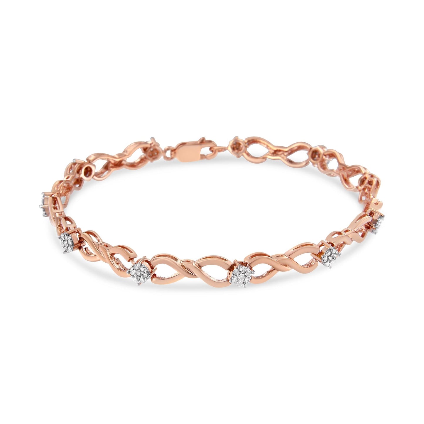 10K Rose Gold Plated .925 Sterling Silver 1/2 Cttw Diamond Infinity Link Tennis Bracelet (H-I Color, I2-I3 Clarity) -7â€