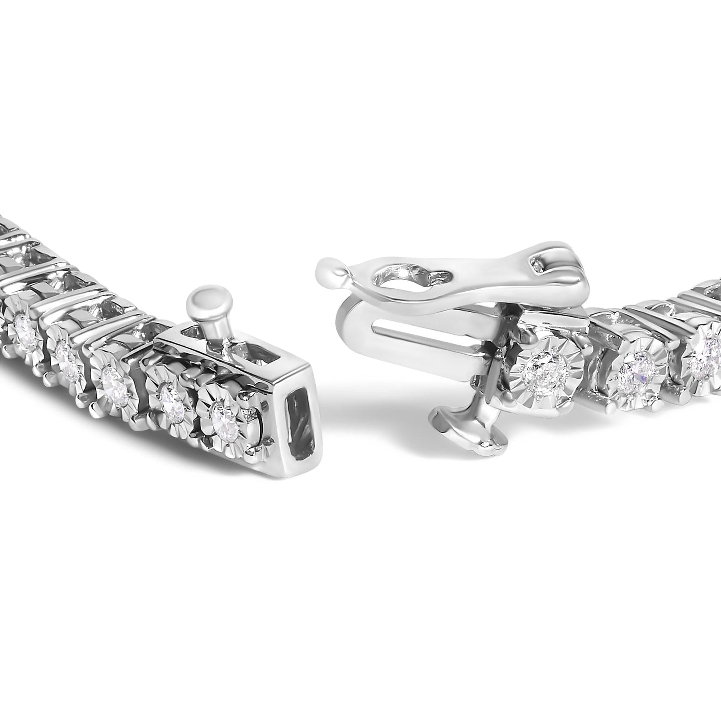 .925 Sterling Silver Lab Grown Diamond Illusion-Set Miracle Plate Tennis Bracelet - 7.25" Inches