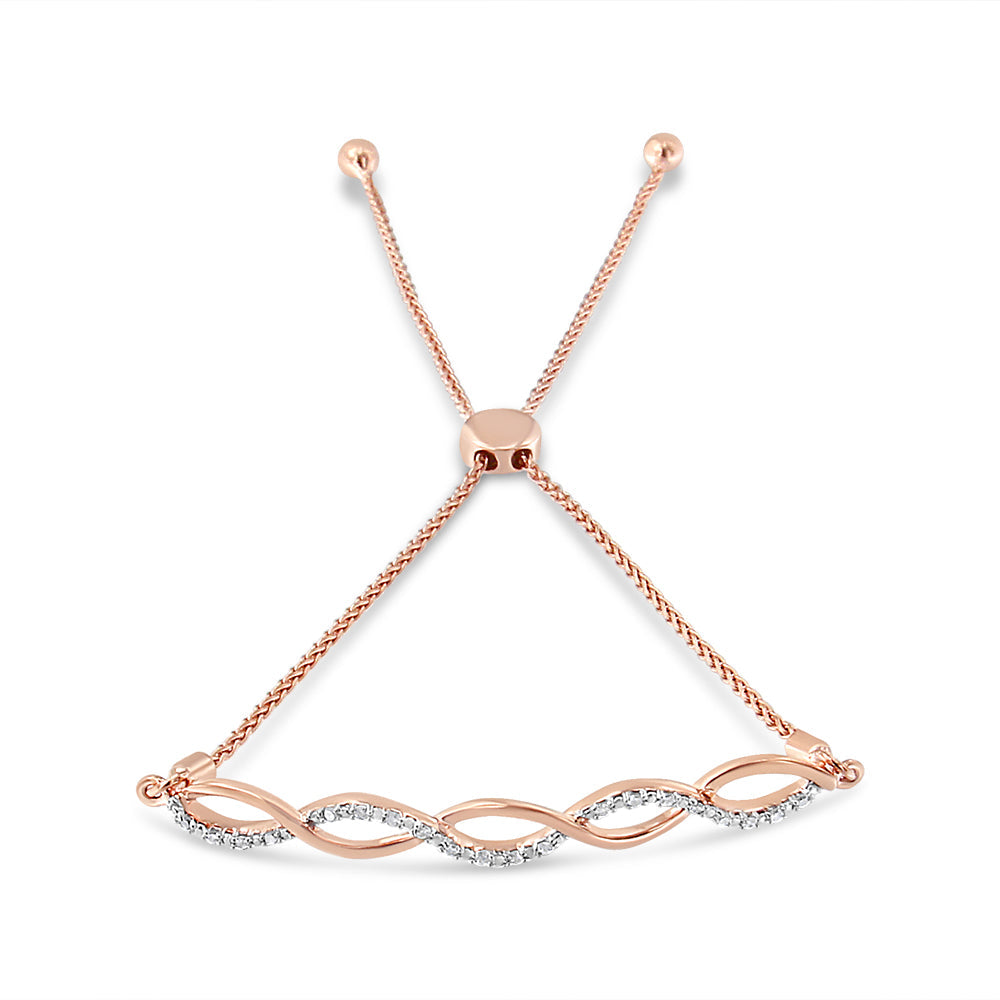 .925 Sterling Silver Diamond Infinity Twist 4â€-10†Adjustable Bolo Bracelet (I-J Color, I2-I3 Clarity)