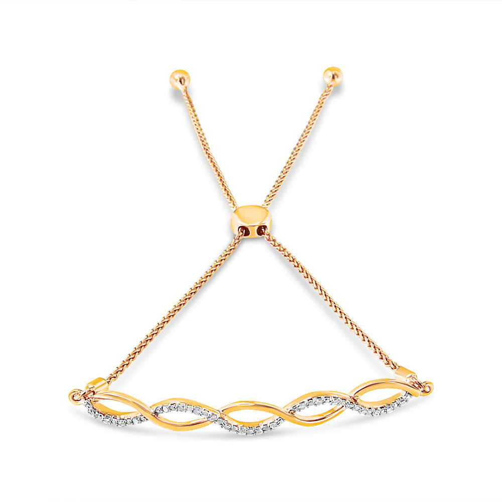 .925 Sterling Silver Diamond Infinity Twist 4â€-10†Adjustable Bolo Bracelet (I-J Color, I2-I3 Clarity)