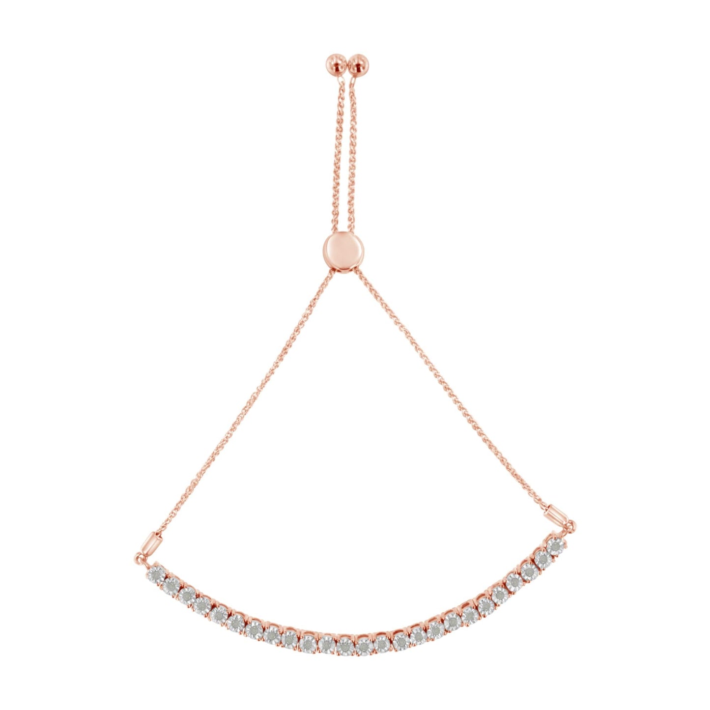 .925 Sterling Silver 1/4 Cttw Miracle-Set Diamond 4â€-10†Adjustable Bolo Tennis Bracelet (I-J Color, I3 Clarity)