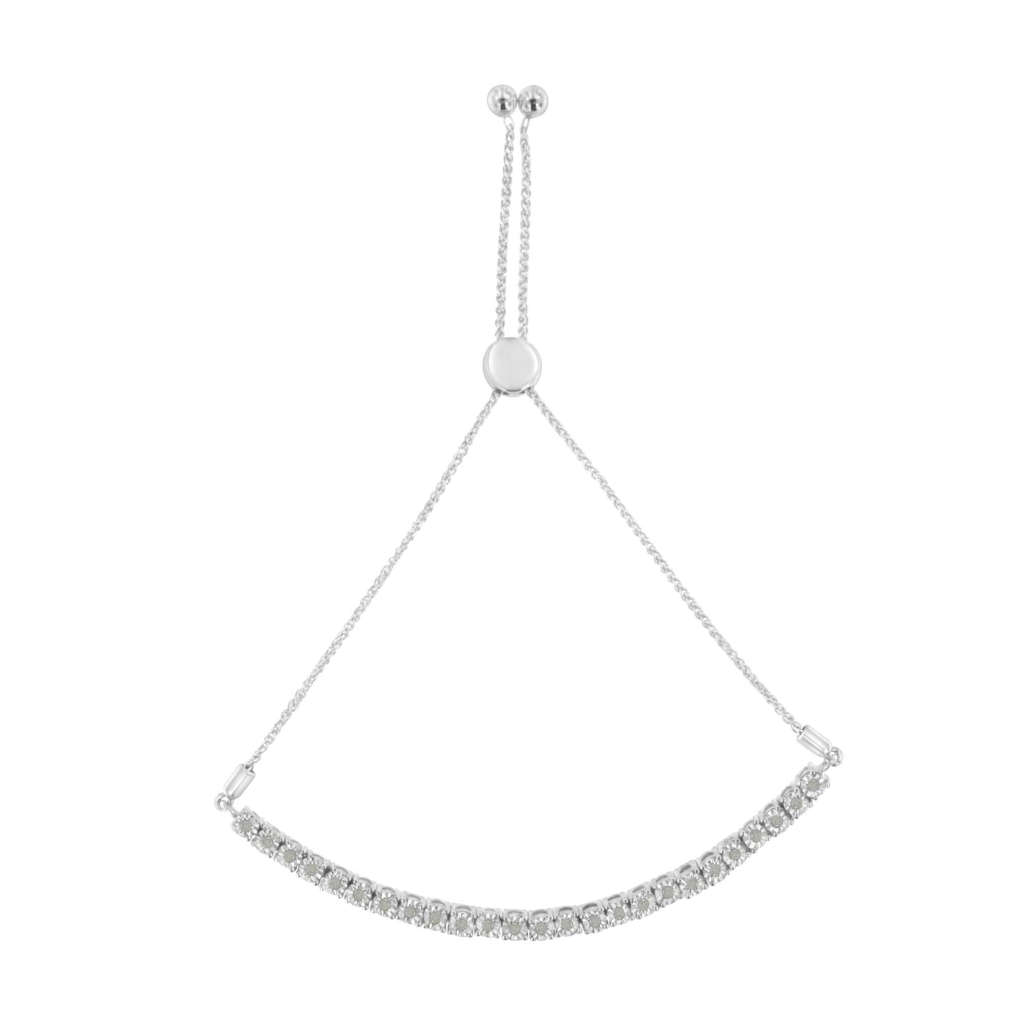 .925 Sterling Silver 1/4 Cttw Miracle-Set Diamond 4â€-10†Adjustable Bolo Tennis Bracelet (I-J Color, I3 Clarity)