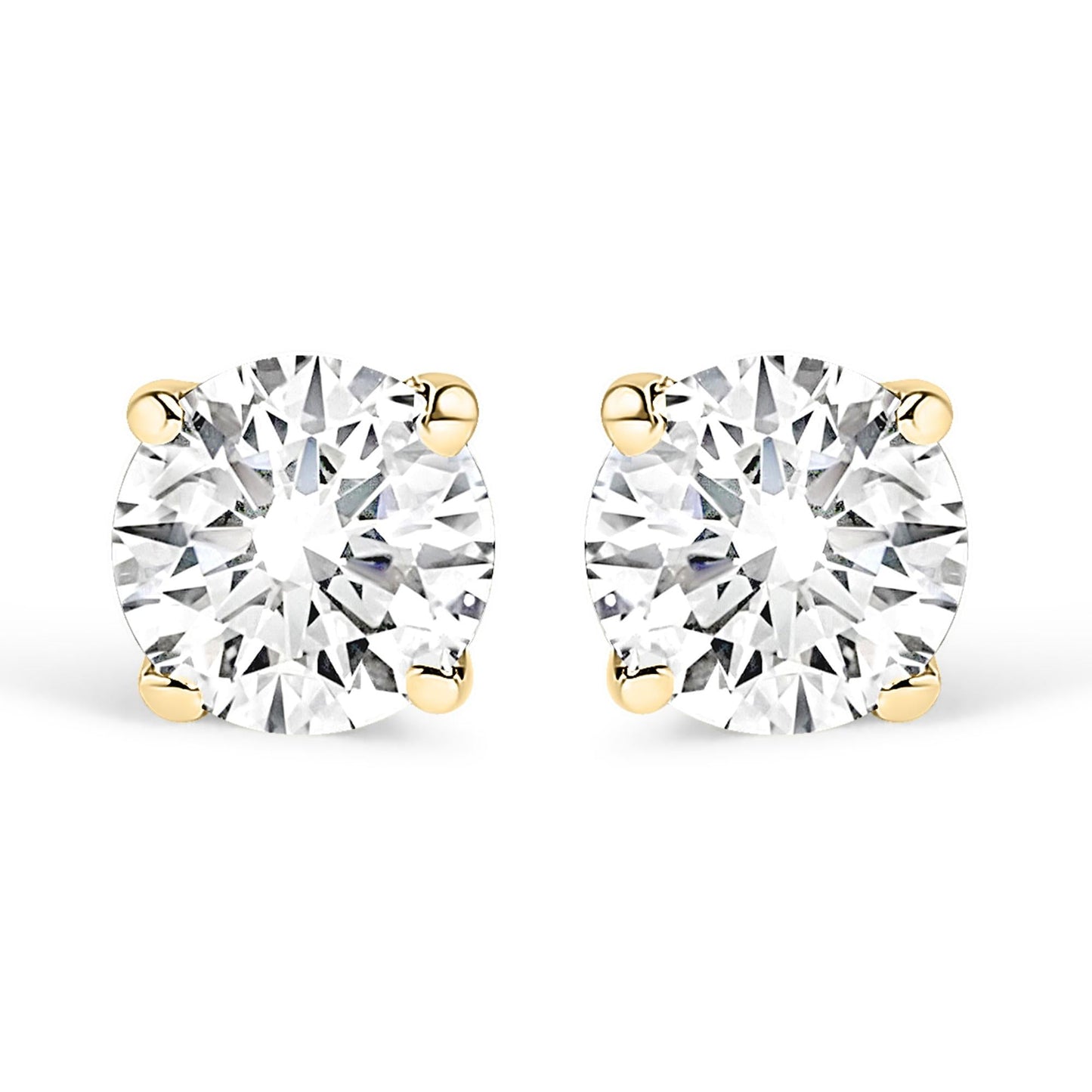 14K Gold 1/2 Cttw Round Lab Grown Diamond Solitaire Stud Earrings