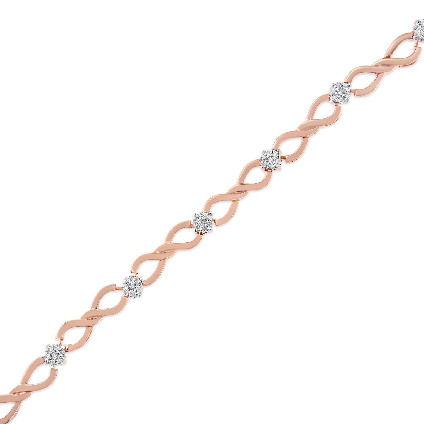 10K Rose Gold Plated .925 Sterling Silver 1/2 Cttw Diamond Infinity Link Tennis Bracelet (H-I Color, I2-I3 Clarity) -7â€