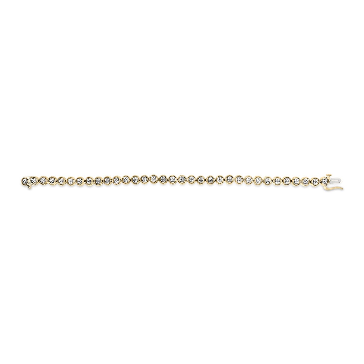 .925 Sterling Silver 1/10 Cttw Diamond Open Circle Beaded Wheel Link Tennis Bracelet (I-J Color, I3 Clarity) - 7.25"