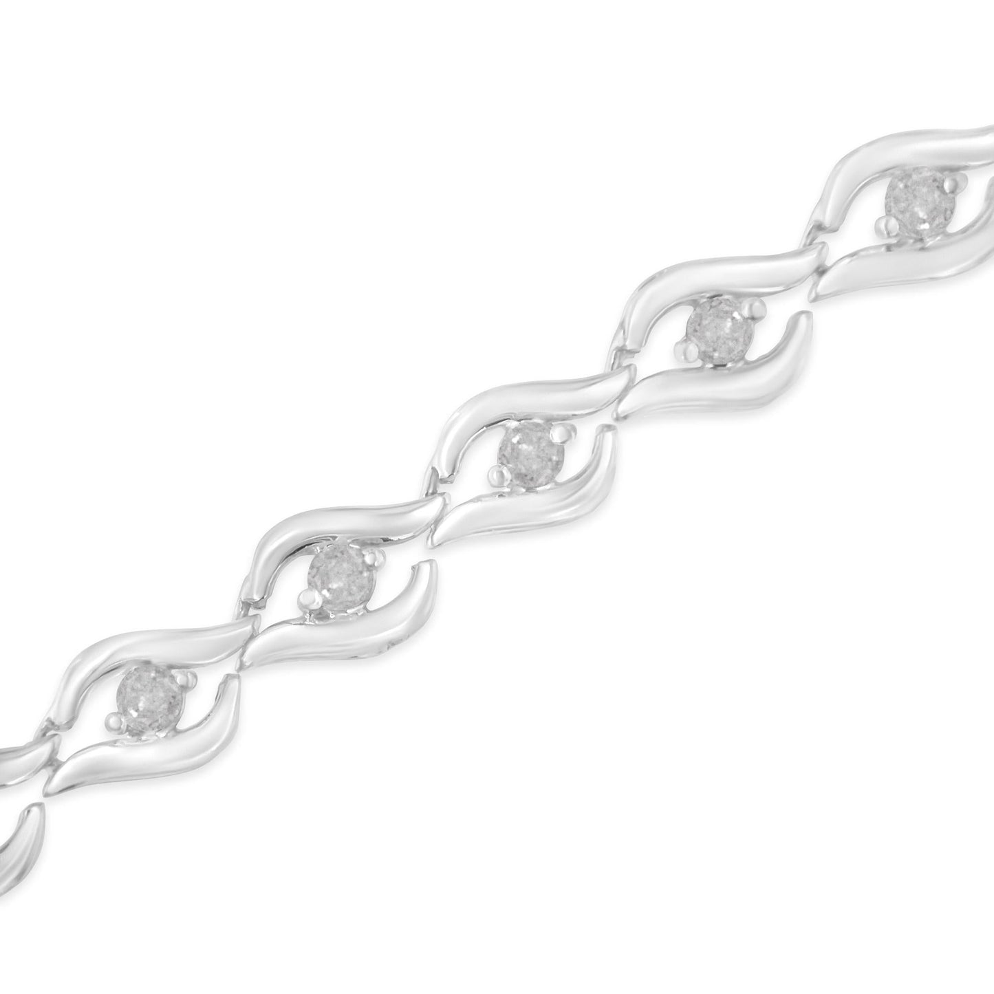 .925 Sterling Silver 1/2 Cttw Rose Cut Diamond Almond Shape Link Tennis Bracelet (I-J Color, I3 Clarity) - 7â€Â