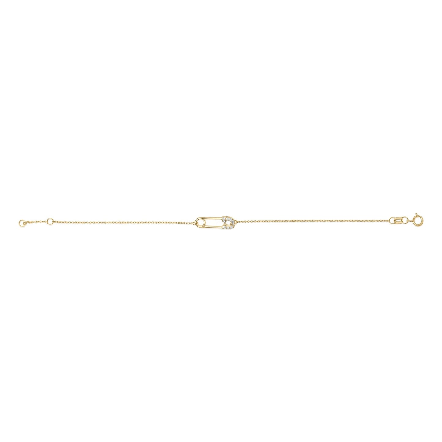 10K Yellow Gold 1/10 Cttw Diamond Paperclip Charm Adjustable Link Bracelet (J-J Color, I1-I2 Clarity) - 7.25 Inch