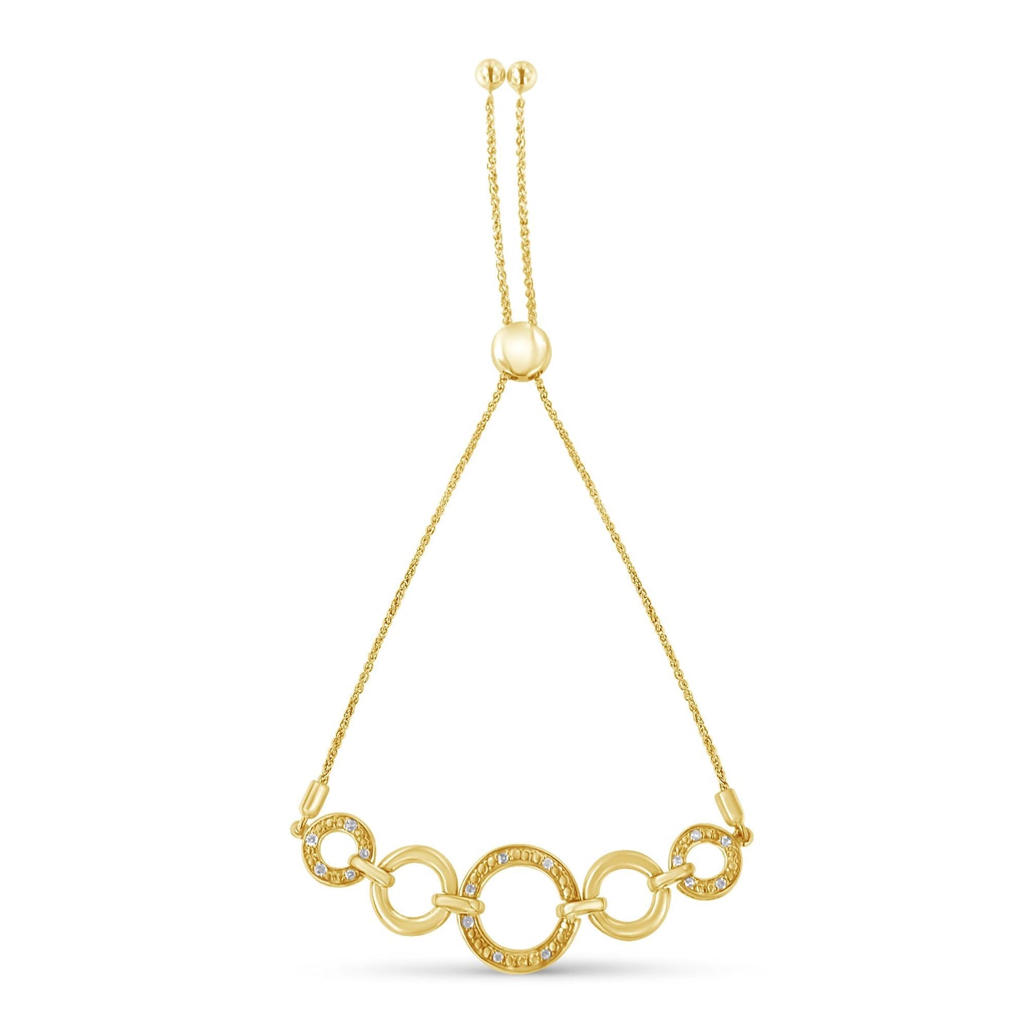10K Yellow Gold over .925 Sterling Silver Diamond Accented Graduated Infinity Open Circle 6â€-9†Adjustable Bolo Bracelet (H-I Color, I2-I3 Clarity)