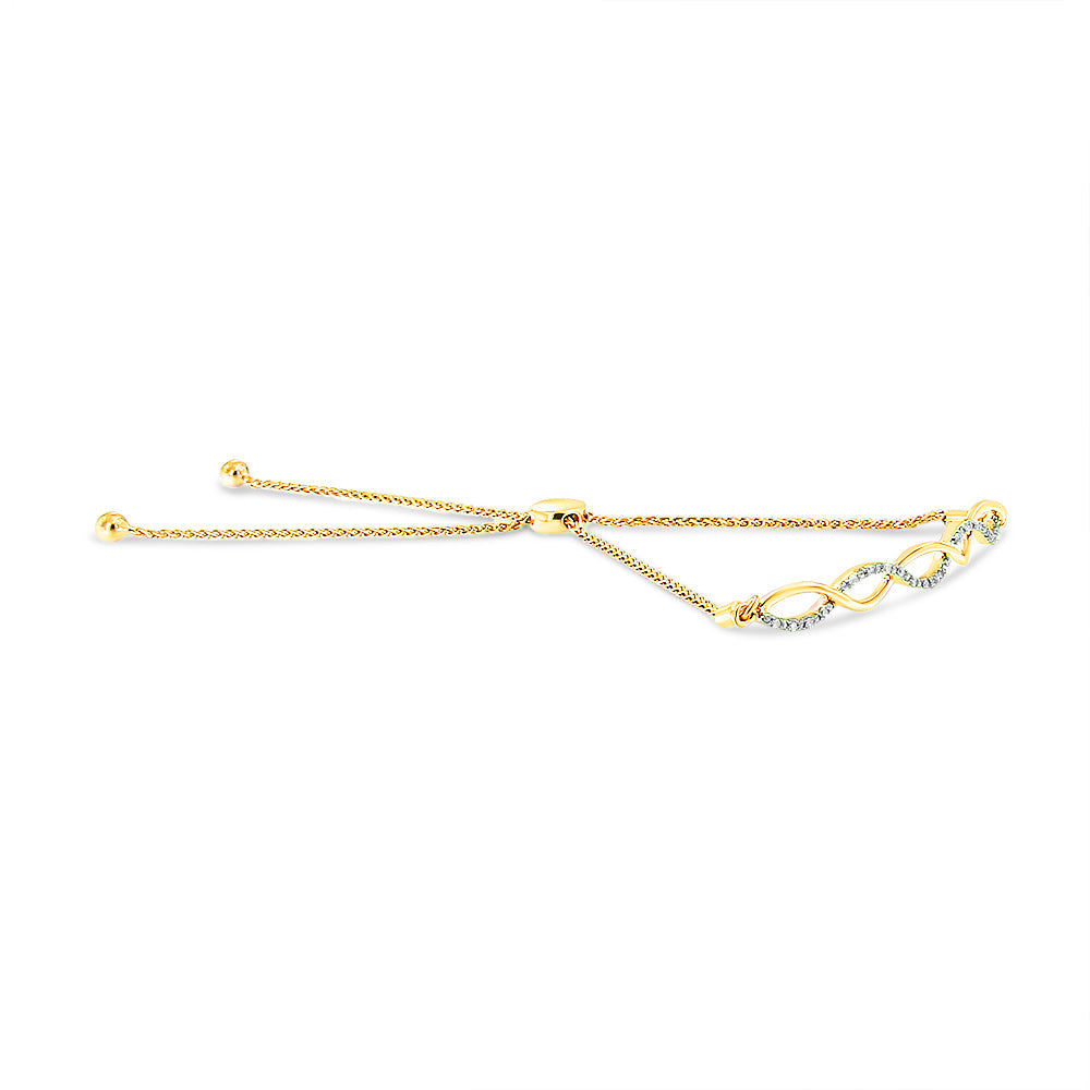 .925 Sterling Silver Diamond Infinity Twist 4â€-10†Adjustable Bolo Bracelet (I-J Color, I2-I3 Clarity)