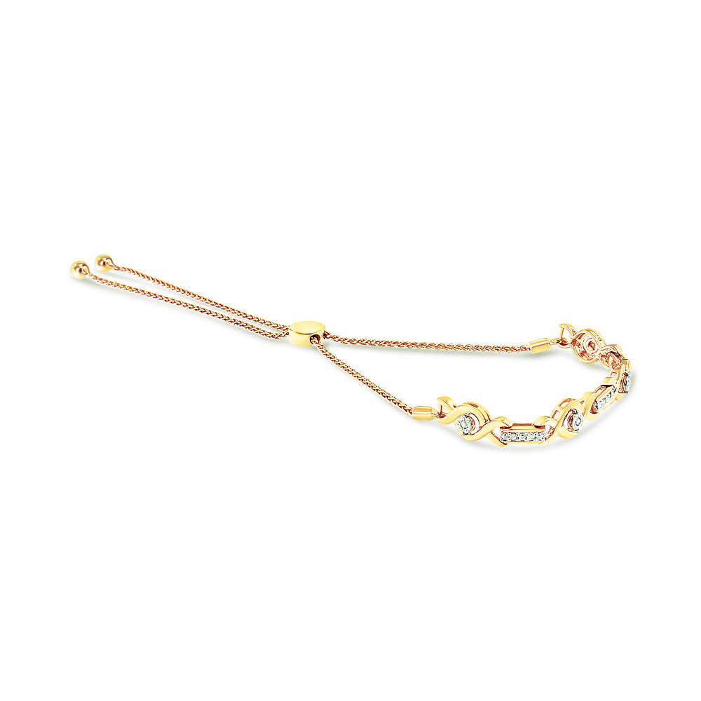 .925 Sterling Silver Channel Set Diamond Accent Twist 4â€-10†Adjustable Bolo Bracelet (I-J Color, I3 Clarity)