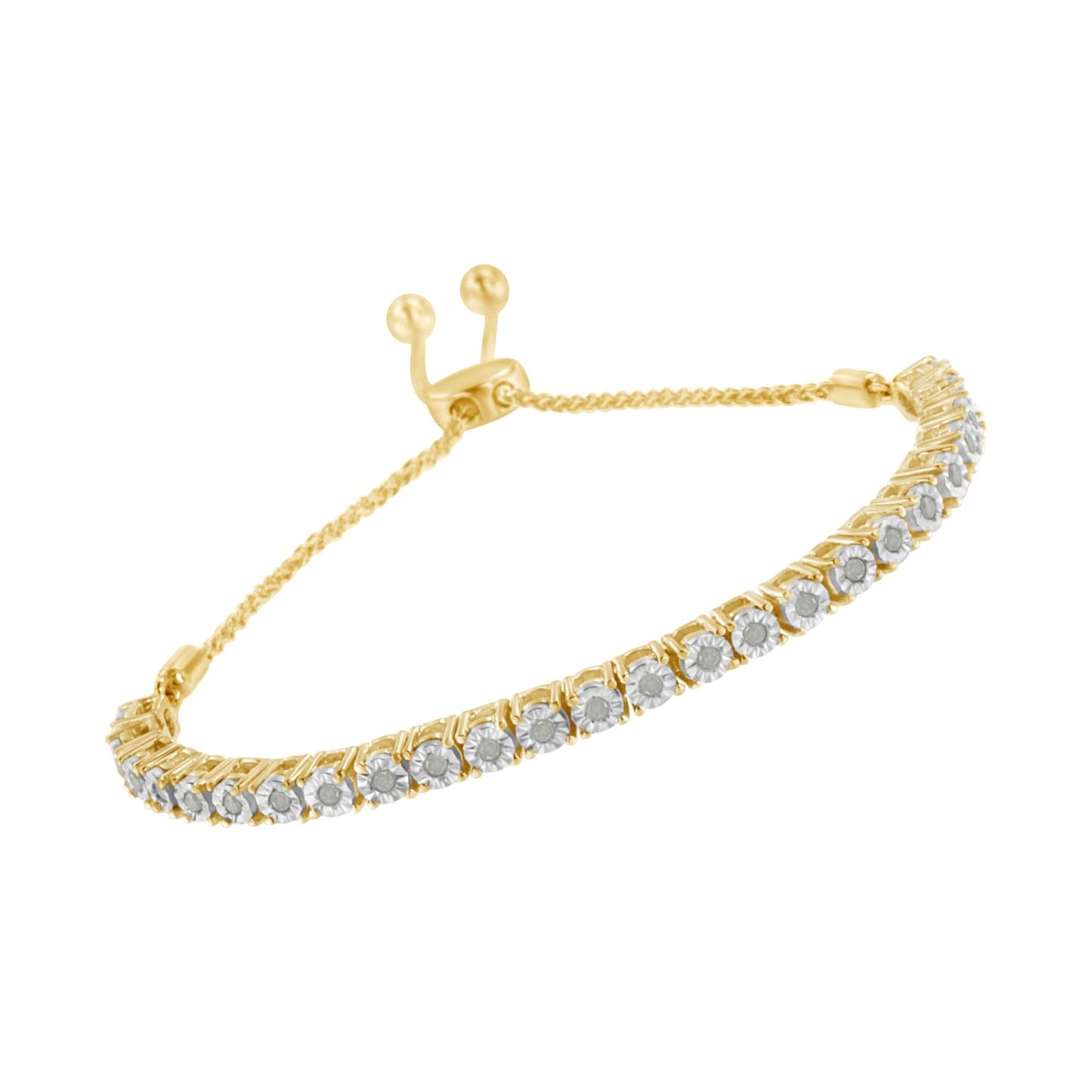.925 Sterling Silver 1/4 Cttw Miracle-Set Diamond 4â€-10†Adjustable Bolo Tennis Bracelet (I-J Color, I3 Clarity)