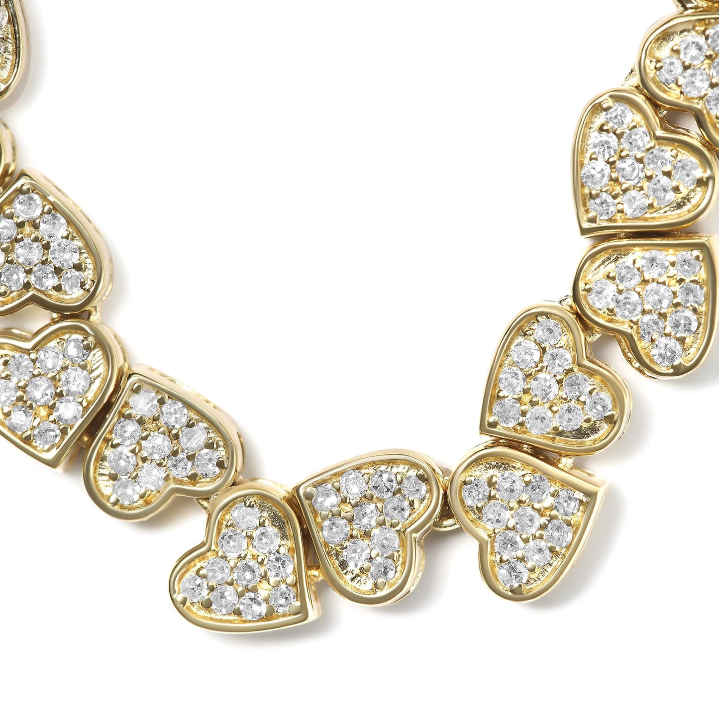 Yellow Gold Plated .925 Sterling Silver 1/2 Cttw Diamond Sideways Hearts Bolo Bracelet (H-I Color, I1-I2 Clarity) - 4â€-10†Adjustable