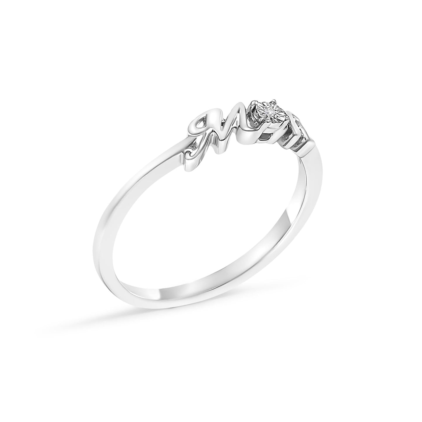.925 Sterling Silver Diamond Accent "MOM" Ring (J-K Color, I2-I3 Clarity)