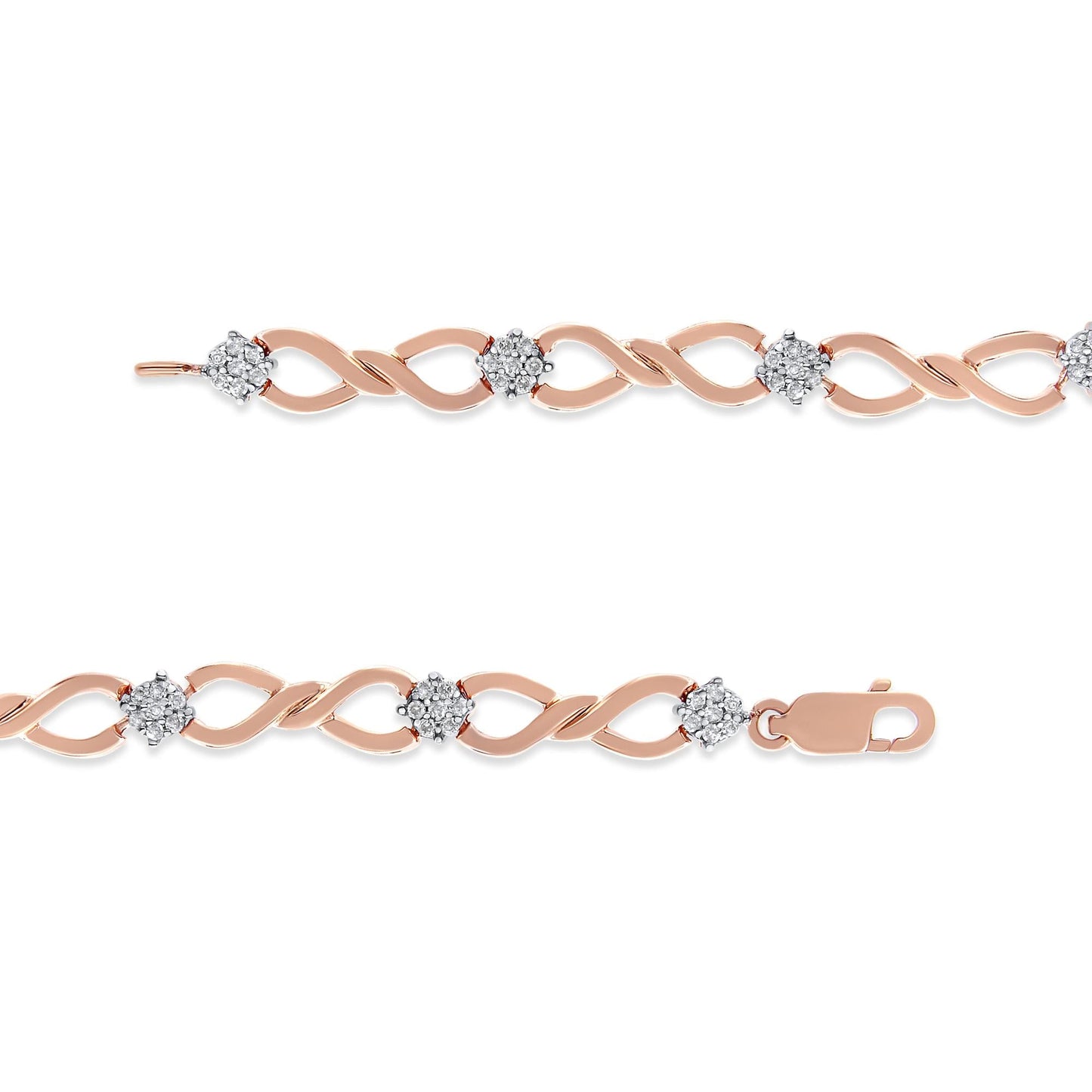 10K Rose Gold Plated .925 Sterling Silver 1/2 Cttw Diamond Infinity Link Tennis Bracelet (H-I Color, I2-I3 Clarity) -7â€