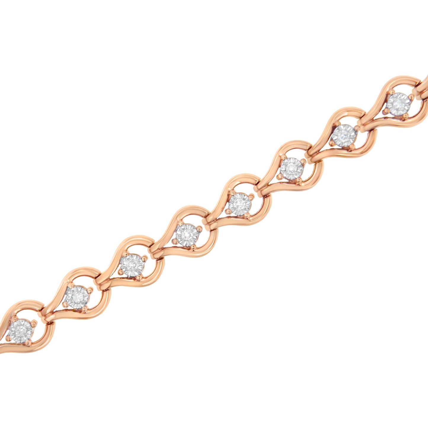 .925 Sterling Silver 1/4 Cttw Diamond Miracle-Set Teardrop Shaped 7†Link Bracelet (I-J Color, I3 Clarity)
