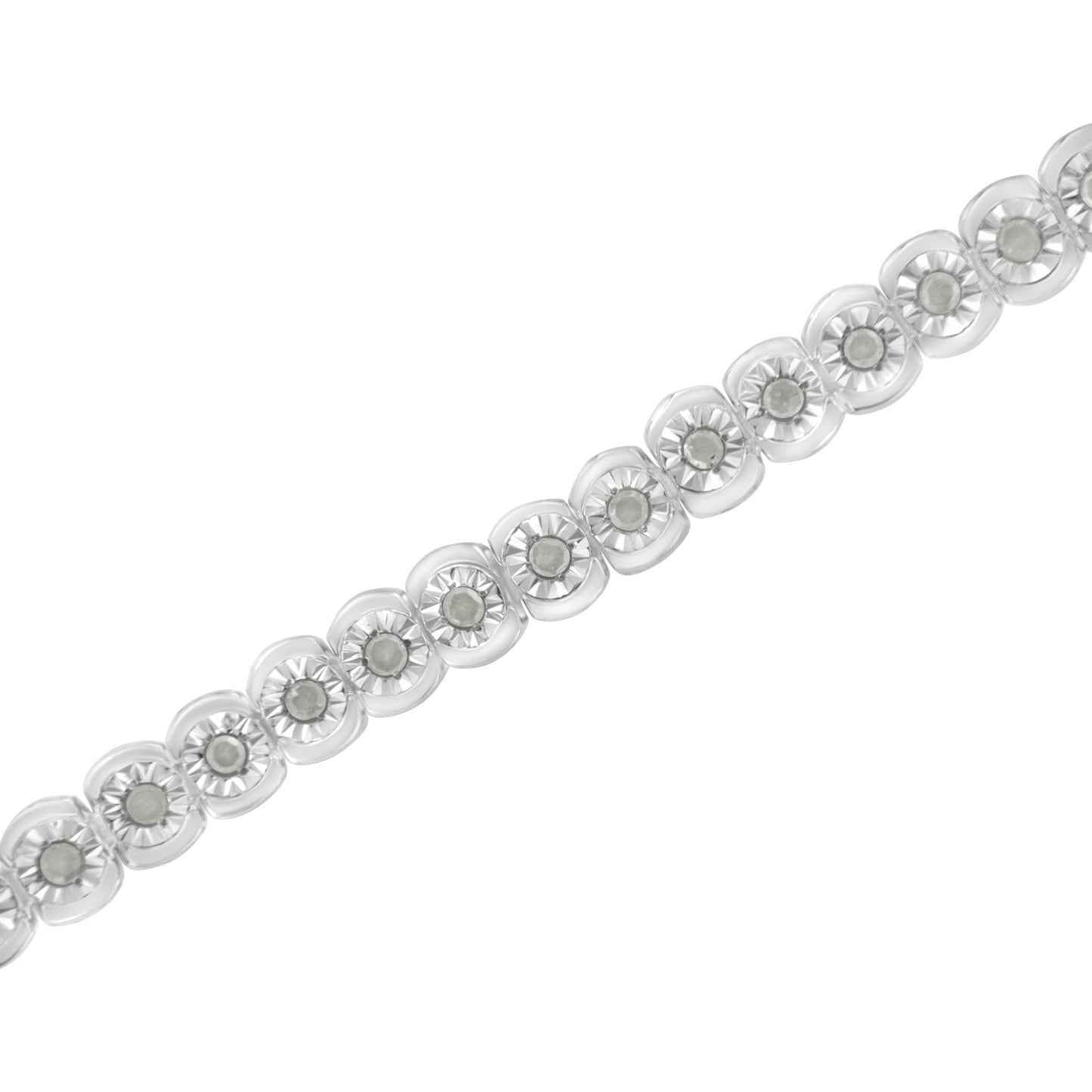 .925 Sterling Silver ½ Cttw Miracle-Set Diamond Round Half Bezel 7†Tennis Bracelet (I-J Color, I2-I3 Clarity)