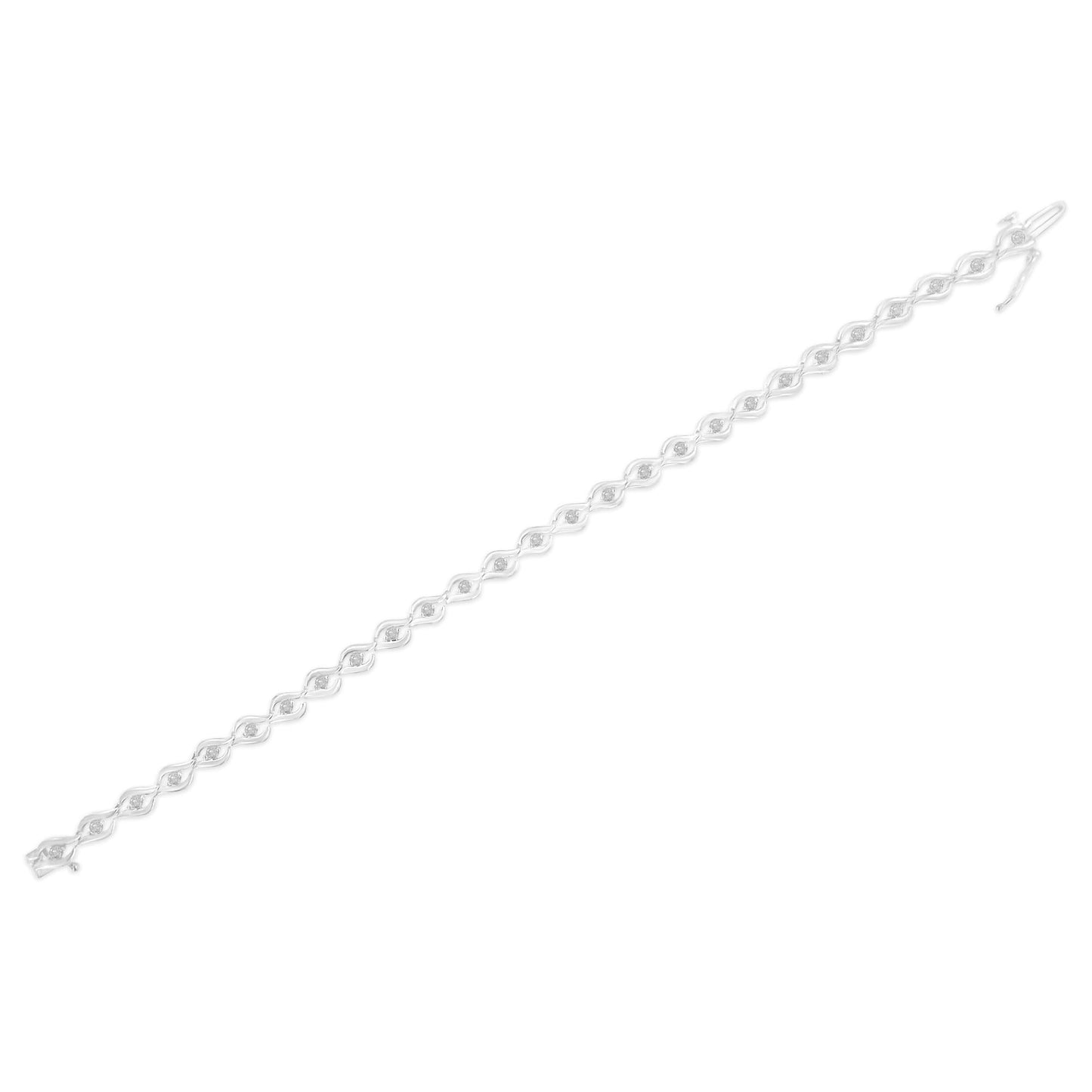 .925 Sterling Silver 1/2 Cttw Rose Cut Diamond Almond Shape Link Tennis Bracelet (I-J Color, I3 Clarity) - 7â€Â