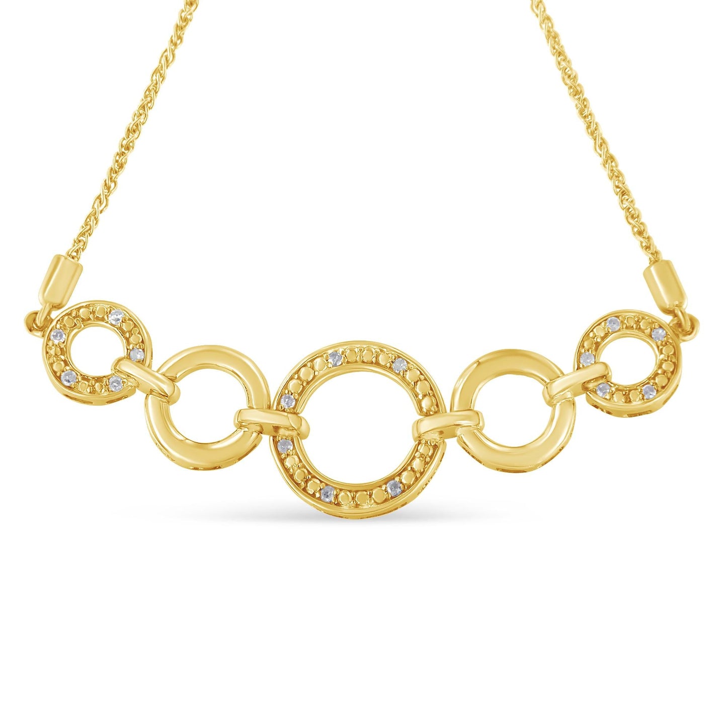 10K Yellow Gold over .925 Sterling Silver Diamond Accented Graduated Infinity Open Circle 6â€-9†Adjustable Bolo Bracelet (H-I Color, I2-I3 Clarity)