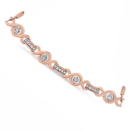 .925 Sterling Silver Channel Set Diamond Accent Twist 4â€-10†Adjustable Bolo Bracelet (I-J Color, I3 Clarity)