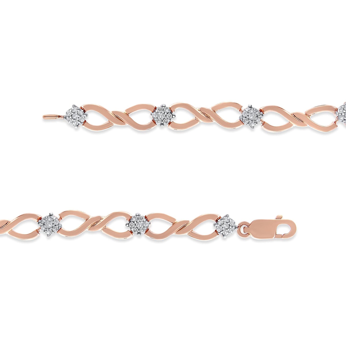 10K Rose Gold Plated .925 Sterling Silver 1/2 Cttw Diamond Infinity Link Tennis Bracelet (H-I Color, I2-I3 Clarity) -7â€