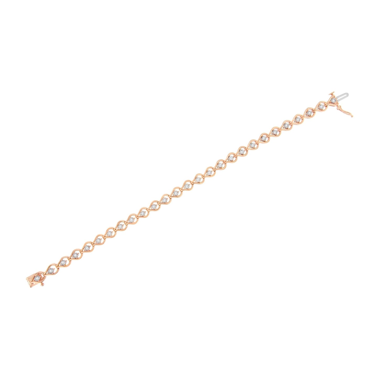 .925 Sterling Silver 1/4 Cttw Diamond Miracle-Set Teardrop Shaped 7†Link Bracelet (I-J Color, I3 Clarity)