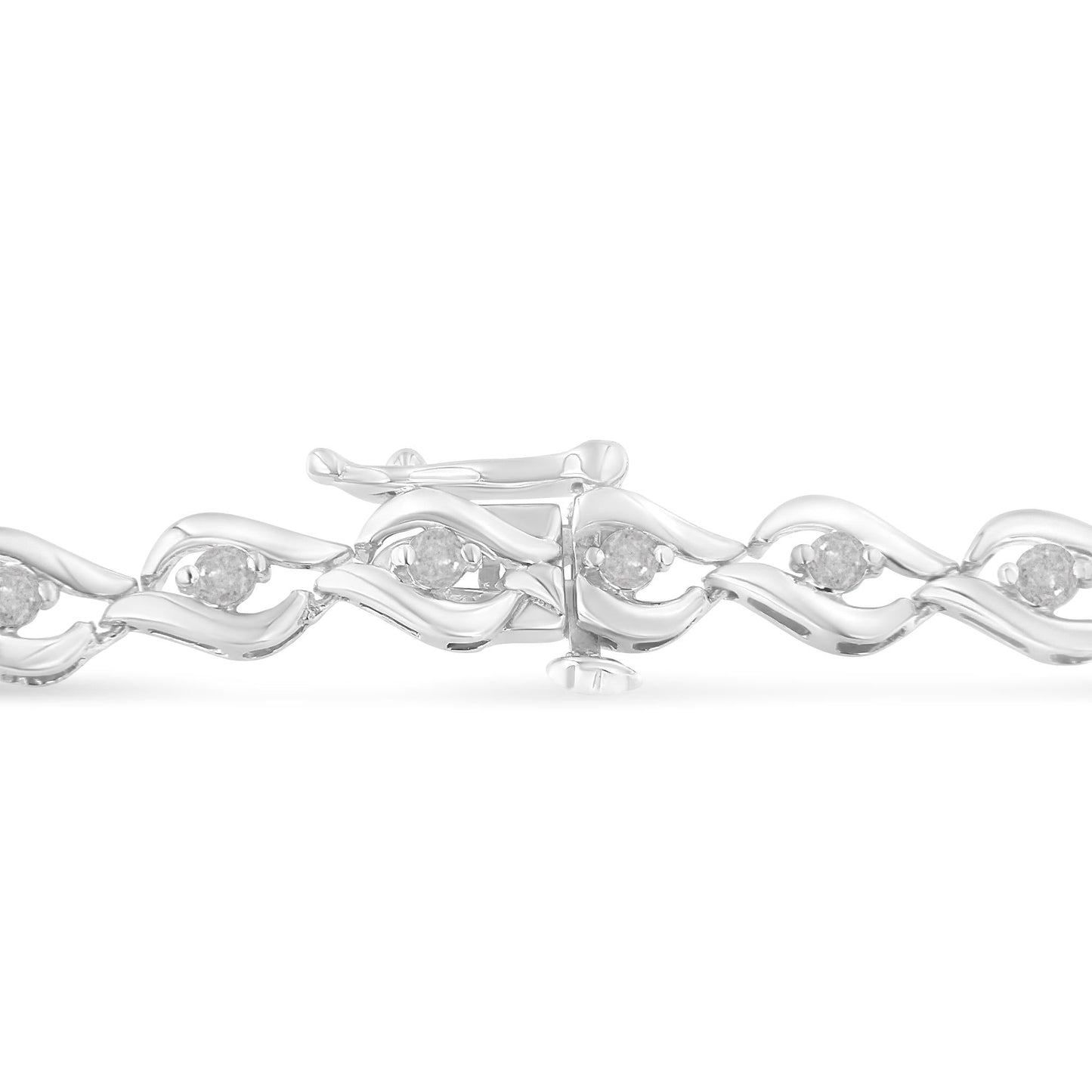 .925 Sterling Silver 1/2 Cttw Rose Cut Diamond Almond Shape Link Tennis Bracelet (I-J Color, I3 Clarity) - 7â€Â