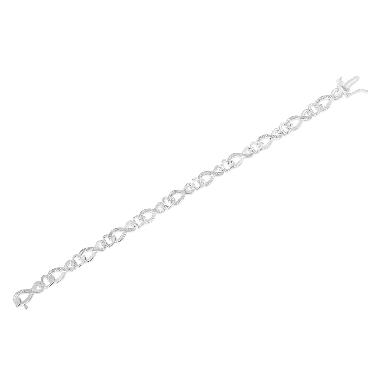 .925 Sterling Silver 1/5 Cttw Diamond 7†Infinity Heart Tennis Bracelet (H-I Color, I2-I3 Clarity)