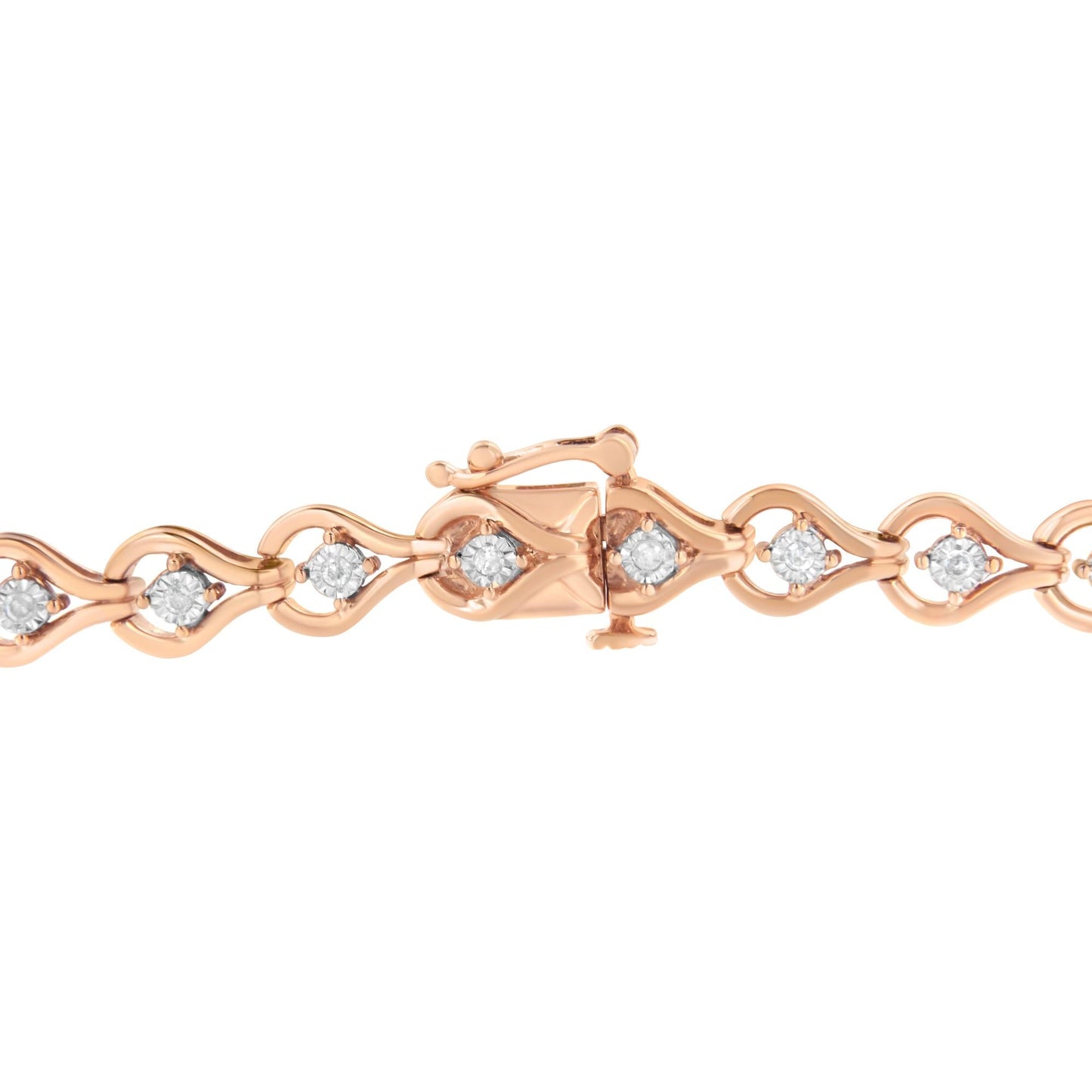 .925 Sterling Silver 1/4 Cttw Diamond Miracle-Set Teardrop Shaped 7†Link Bracelet (I-J Color, I3 Clarity)