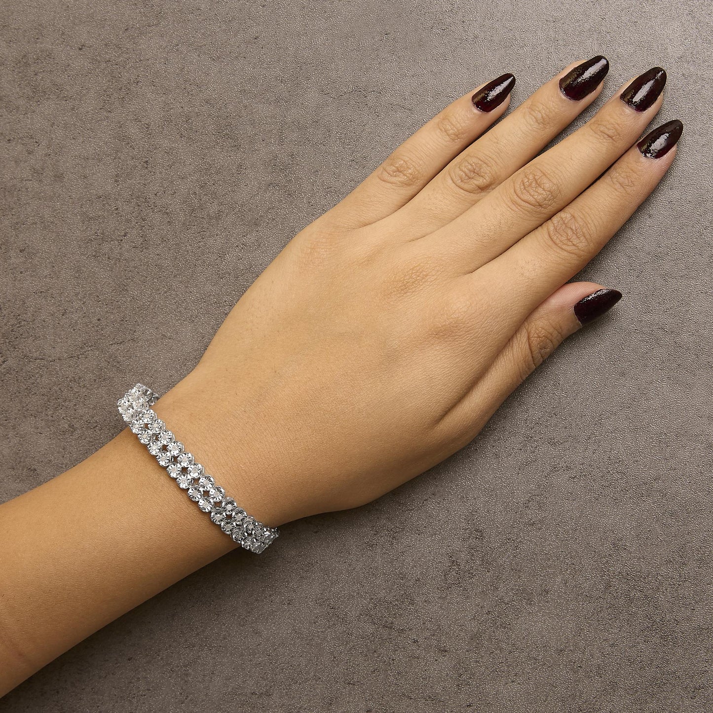 .925 Sterling Silver 2.0 Cttw Miracle Set Diamond 2 Row Link Bracelet - 7" Inches