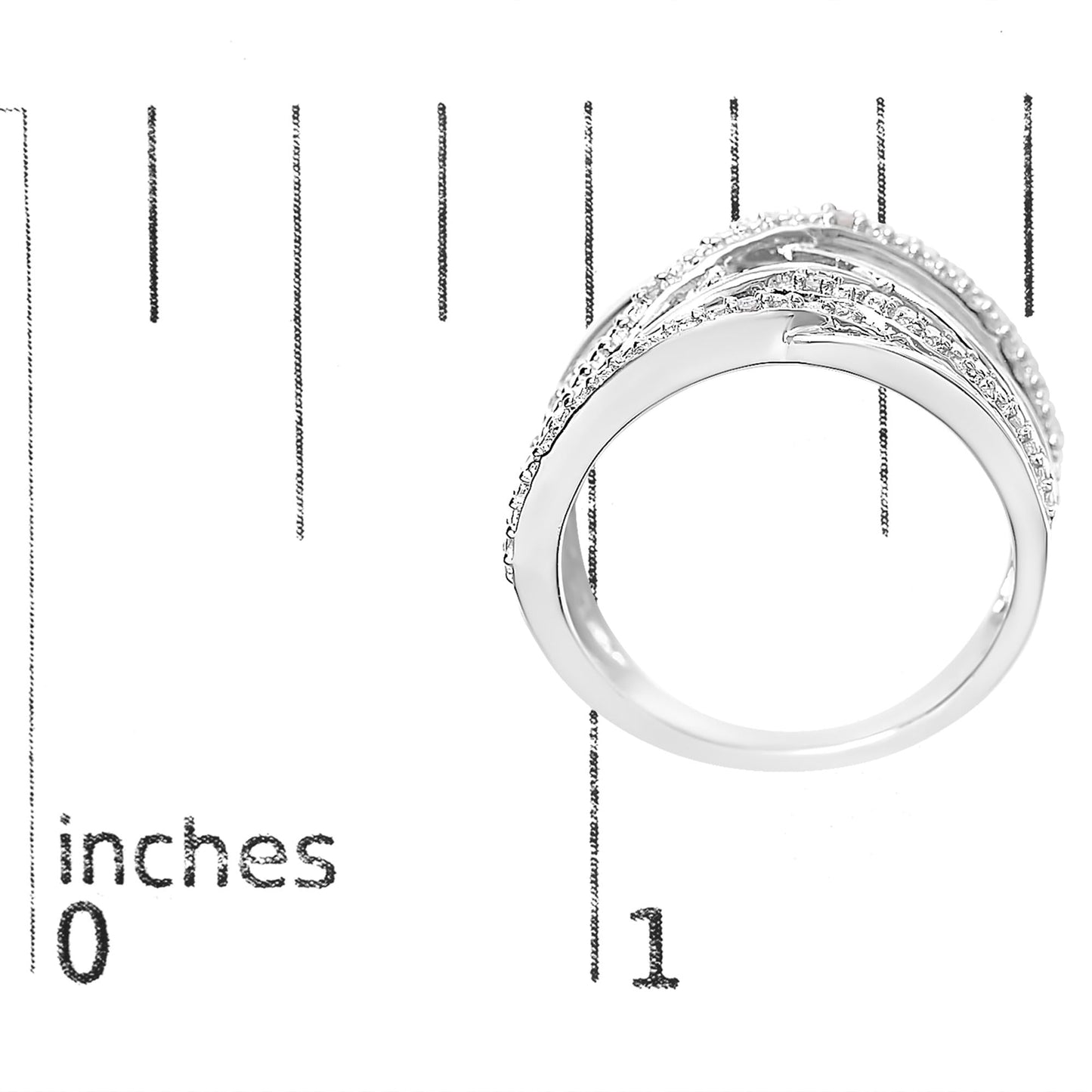 .925 Sterling Silver Diamond Accent Crossover Ring (I-J Color, I2-I3 Clarity)