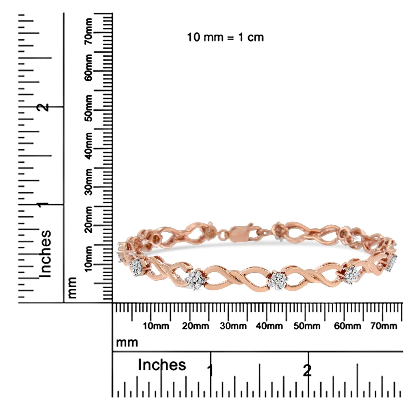 10K Rose Gold Plated .925 Sterling Silver 1/2 Cttw Diamond Infinity Link Tennis Bracelet (H-I Color, I2-I3 Clarity) -7â€