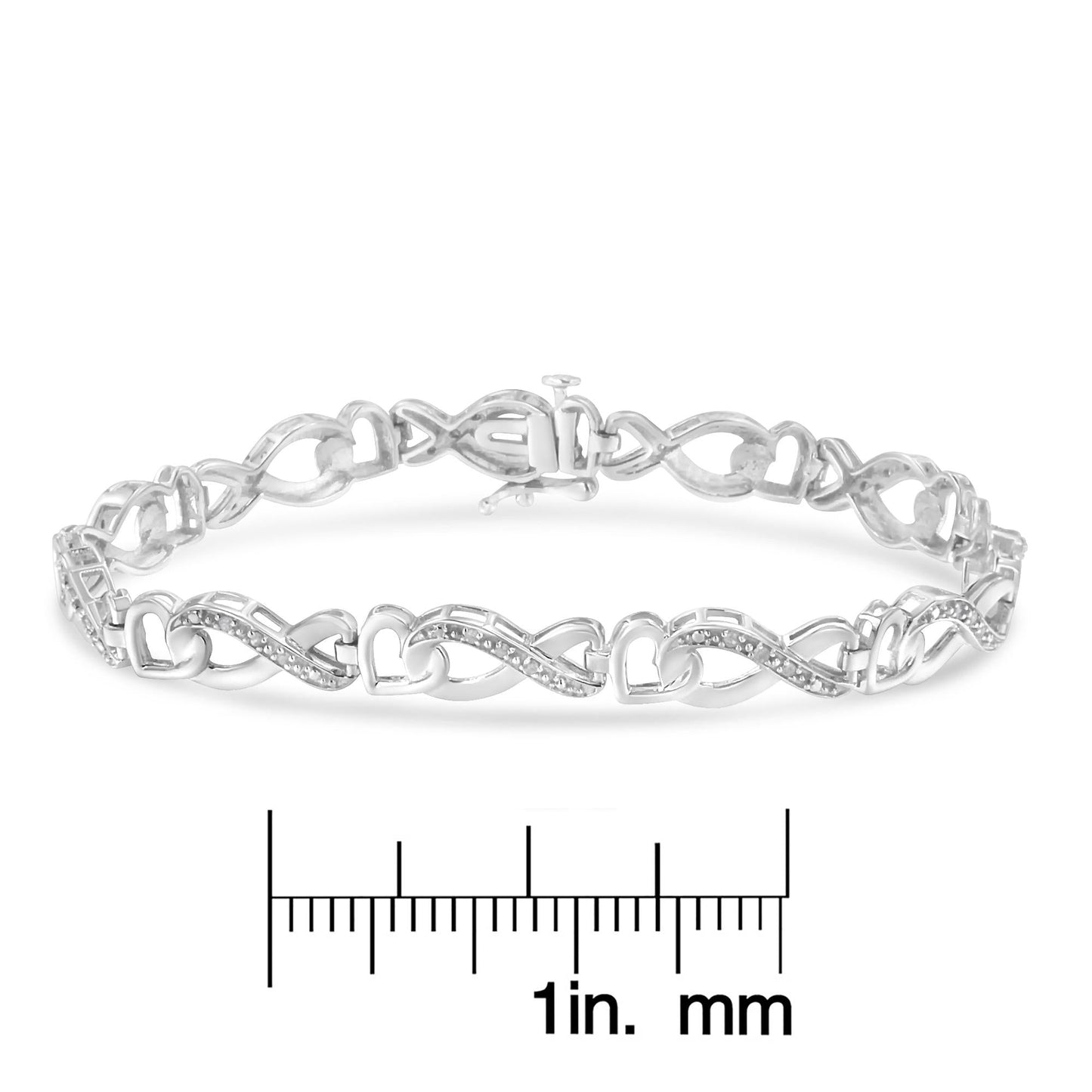 .925 Sterling Silver 1/5 Cttw Diamond 7†Infinity Heart Tennis Bracelet (H-I Color, I2-I3 Clarity)