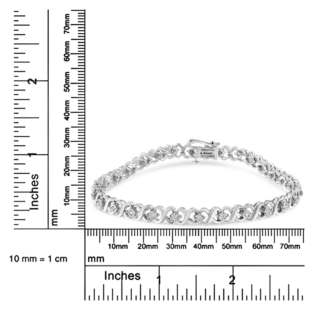 .925 Sterling Silver 1/3 Cttw Miracle Plate Round-Cut Diamond Infinity Link Bracelet (I-J Color, I3 Clarity) - Size 7.25"