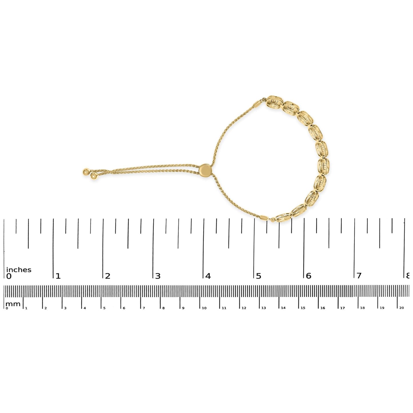 14k Yellow Gold Plated .925 Sterling 5/8 Cttw Diamond Composite Cushion Frame 4â€-10†Adjustable Bolo Bracelet (G-H Color, I1-I2 Clarity)