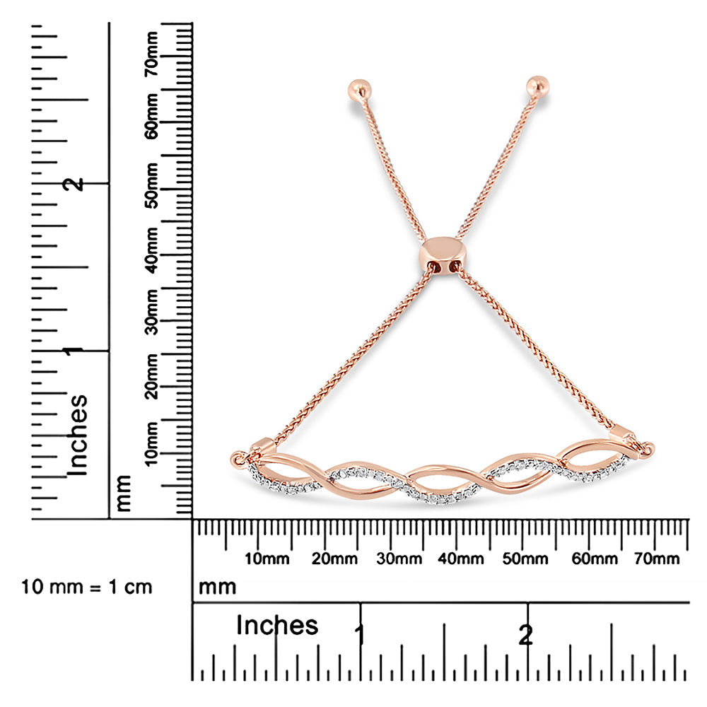 .925 Sterling Silver Diamond Infinity Twist 4â€-10†Adjustable Bolo Bracelet (I-J Color, I2-I3 Clarity)