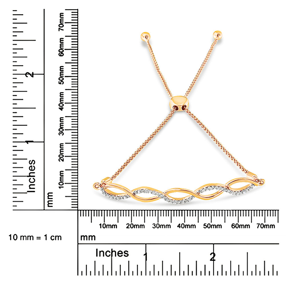 .925 Sterling Silver Diamond Infinity Twist 4â€-10†Adjustable Bolo Bracelet (I-J Color, I2-I3 Clarity)