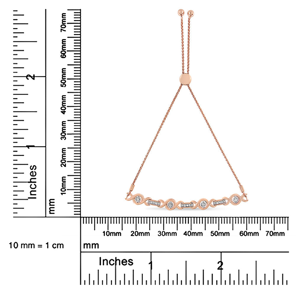 .925 Sterling Silver Channel Set Diamond Accent Twist 4â€-10†Adjustable Bolo Bracelet (I-J Color, I3 Clarity)