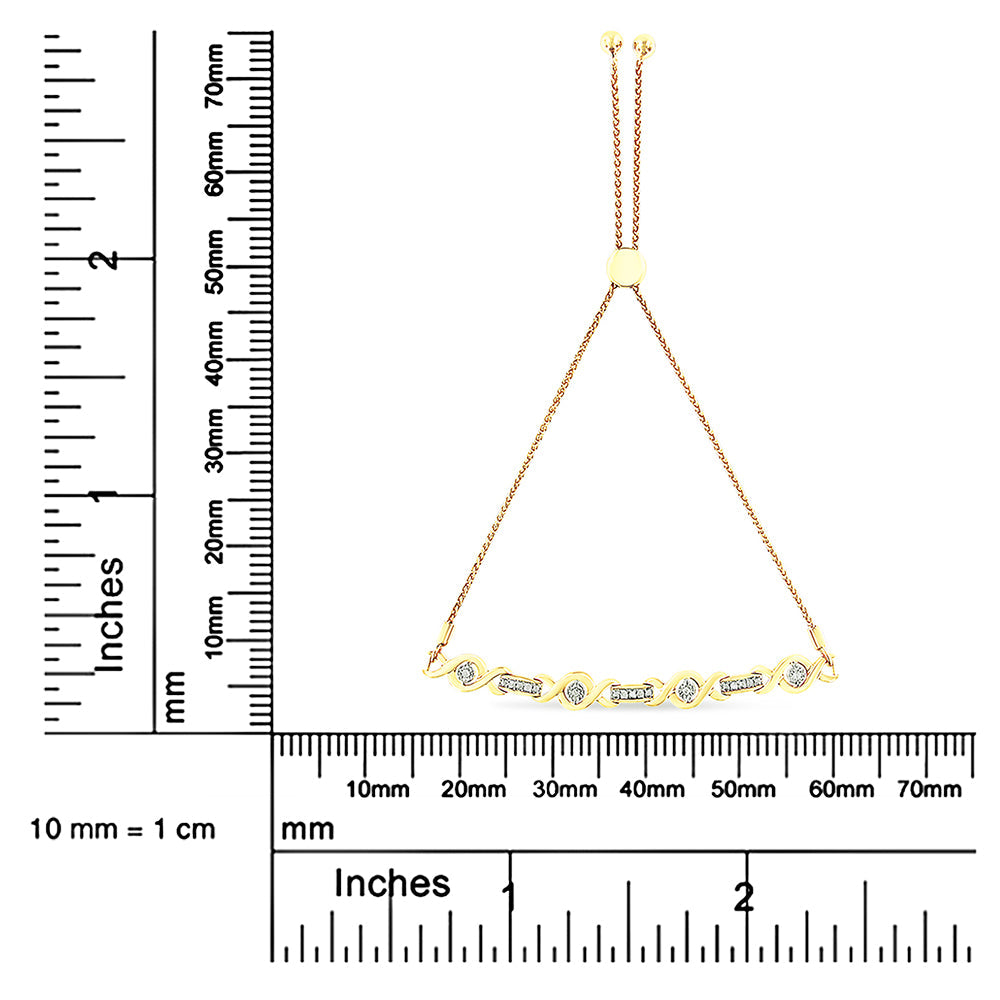 .925 Sterling Silver Channel Set Diamond Accent Twist 4â€-10†Adjustable Bolo Bracelet (I-J Color, I3 Clarity)