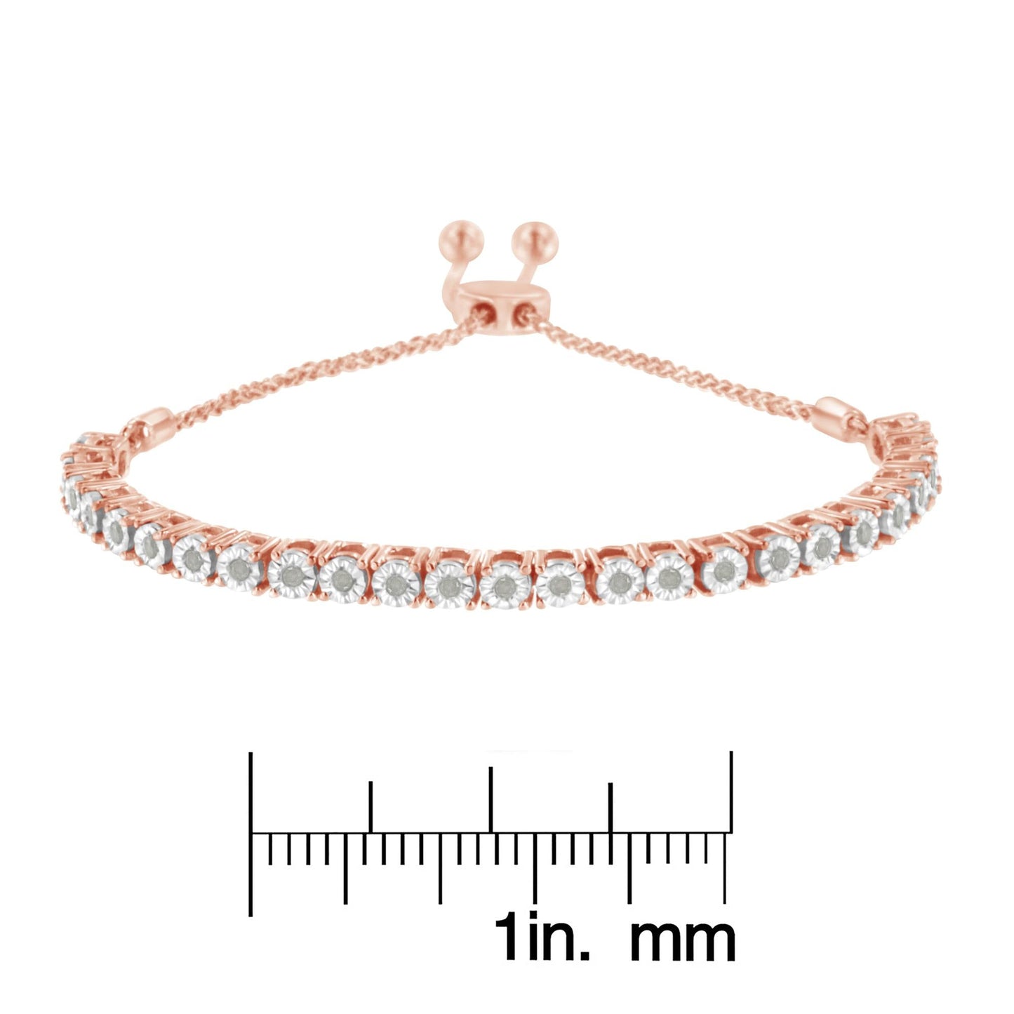 .925 Sterling Silver 1/4 Cttw Miracle-Set Diamond 4â€-10†Adjustable Bolo Tennis Bracelet (I-J Color, I3 Clarity)
