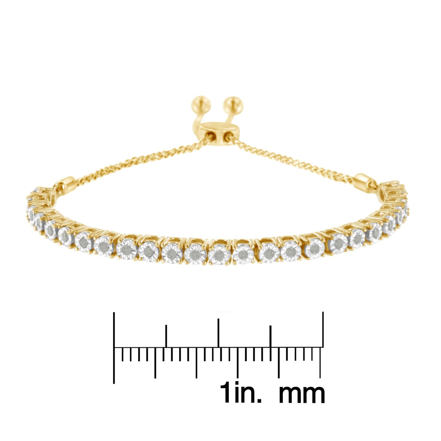 .925 Sterling Silver 1/4 Cttw Miracle-Set Diamond 4â€-10†Adjustable Bolo Tennis Bracelet (I-J Color, I3 Clarity)
