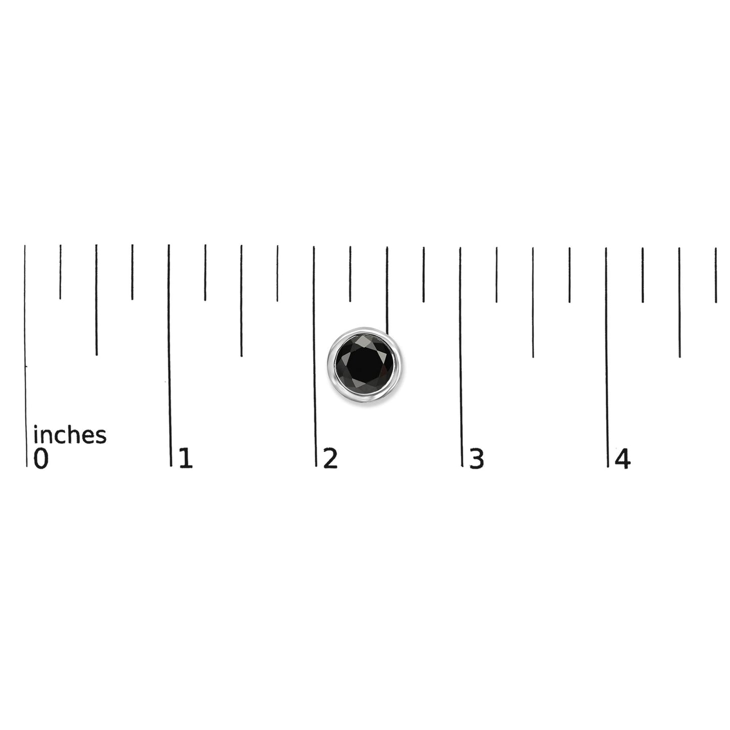 .925 Sterling Silver Round Brilliant-Cut Black Diamond Bezel-Set Stud Earrings with Screw Backs (Fancy Color-Enhanced, I2-I3 Clarity)