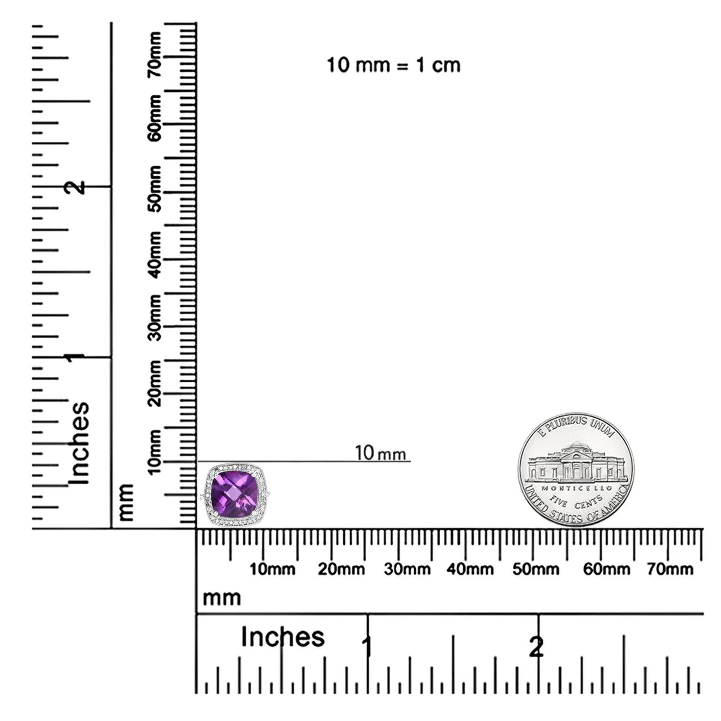 .925 Sterling Silver 10mm Cushion Cut Amethyst Gemstone and Diamond Accent Lariat 4â€-10†Adjustable Bolo Bracelet (H-I Color, SI1-SI2 Clarity)